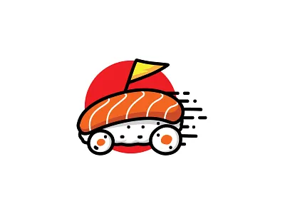 Racing Sushi Logo brand branding design illustration logo