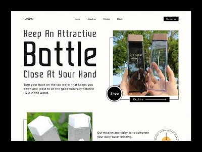 Water Bottle Website Header bottle bottle landing page bottle web design home page user experience home page user interface home ui landing landing page design trend ui ui designer ux visual designer web web design web designer web page website website design