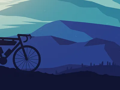 Matra - Detail bicycle bike bikepacking blue camping design fade flat gradient graphic design green hike illustration mist mountain shadow sunset twilight