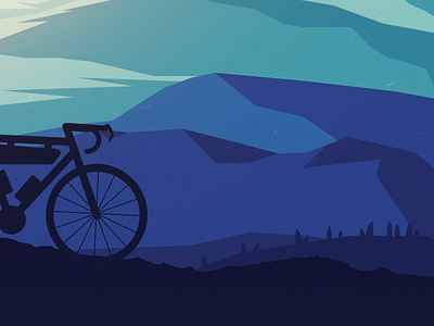 Matra - Detail bicycle bike bikepacking blue camping design fade flat gradient graphic design green hike illustration mist mountain shadow sunset twilight