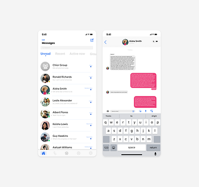 Direct Messaging App 3d animation branding dailyui design figma graphic design illustration logo motion graphics ui ui design uijob uiui uiux uxjob vector xd