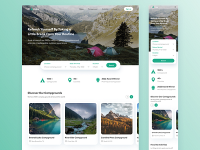 Responsive Landing Page - Campground Site camp camping landing page mobile responsive travel web