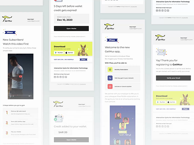GetMuv - Responsive email templtes 1pass 3d animation branding dark ui design ecommerce fitness app free ui kit george samuel getmuv graphic design illustration interaction landing page logo motion graphics ui