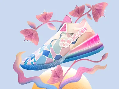 Nike Sneakers Illustration 2d abstract adobe adobe illustration adobe photoshop art artwork clean colorful design designer digital art flat graphic design illustration minimal modern procreate simple vector