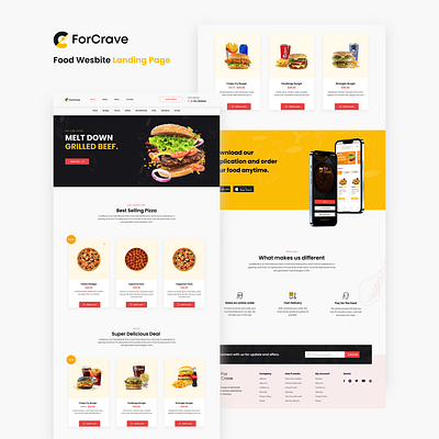 FoodCrave - Landing Page desgin figma food landing page landingpage ui uiux uiux design ux websitedesign xd