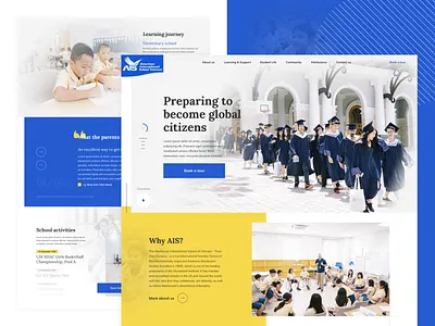 American International School VN blue concept design education school ui ui ux design uidesign web webdesign website yellow