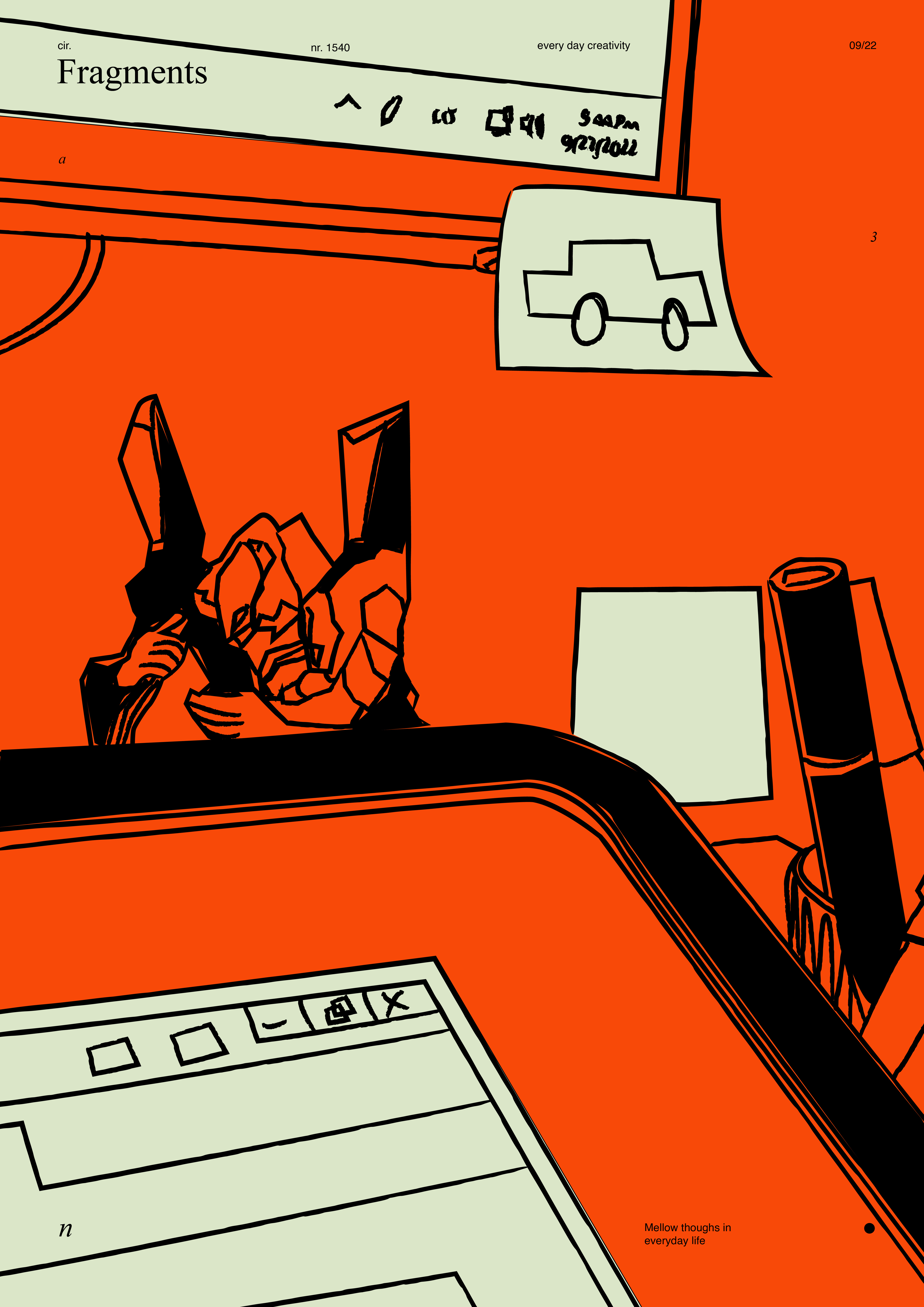 Just life abstract composition daily life design fragments illustration ink inky lines laconic lines minimal poster still life