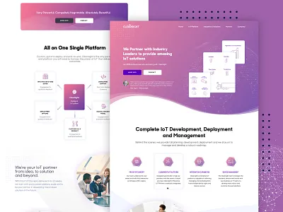 IoT landing page design flat gradient background header iot iot development iot landing page landing page modern sketch app website website design