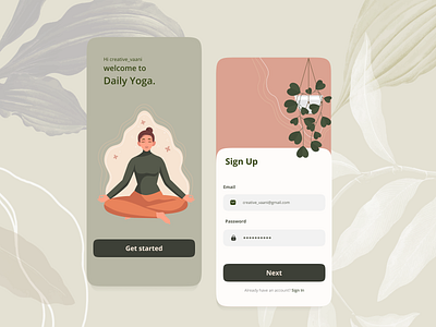 Yoga Mobile App branding design dribbble best shot figma graphic design illustration logo meditation ui ux vector yoga