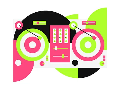 Abstract Turntable design challenge geometric minimal illustration music shapes turntable