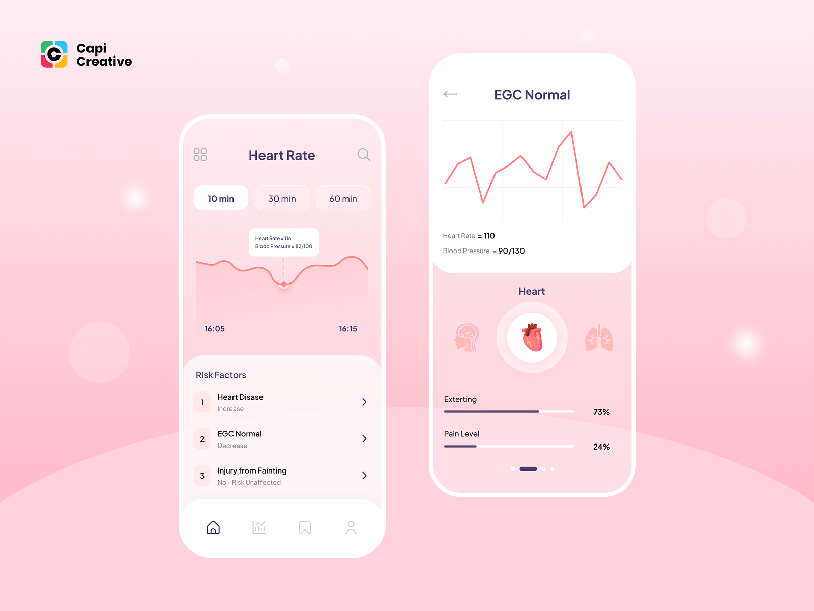 Heart Tracking Mobile App - UI Concept by Capi Product on Dribbble