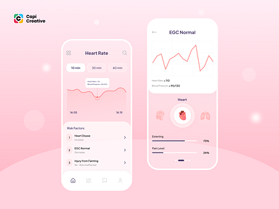 Heart Tracking Mobile App - UI Concept app app design capi design heart tracking heath heath app mobile mobile app design tracking app ui ui concept ui design ui kit uxui