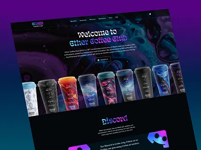 EtherCoffeeClub | NFT Website Design blockchain cryptocurrency design ethereum futuristic nft art nft landing page nft web design nft website ui ux web web design web3 website website website design