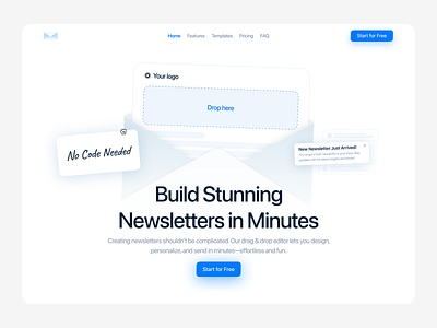 Newsletter builder - Hero concept animation branding builder design hero hero section newsletter newsletter builder ui ui design website