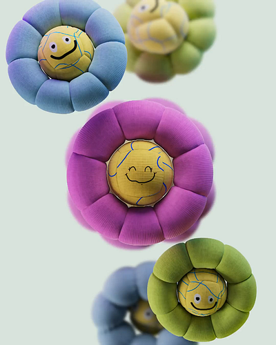 Happy Flowers 3d 3d animation 3d artist 3dart animation balloon c4d cinema 4d flowers motion graphics