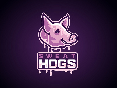 The Sweat Hogs basketball branding design graphic design hog illustration illustrator logo pig pink sports logo sweat sweat hog vector