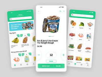 Grocery Shopping Mobile App animation app delivery food graphic design grocery motion graphics ui uiux ux