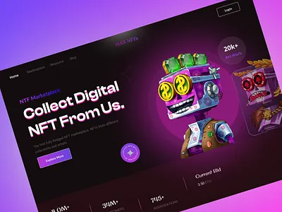 NFT Marketplace Website Design 3d nft bitcoin creative crypto cryptoart cryptocurrency darktheme ecommerce exchange figma mockup landing page mint page motion design nft mint page nft mobile app nft web phenomenon website