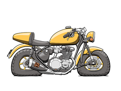MotoGen #1113 cartoon faat flat illustration motorbike motorcycle nft yellow