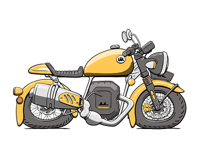 MotoGen #8285 cartoon fat generated illustration motorbike motorcycle nft parts yellow