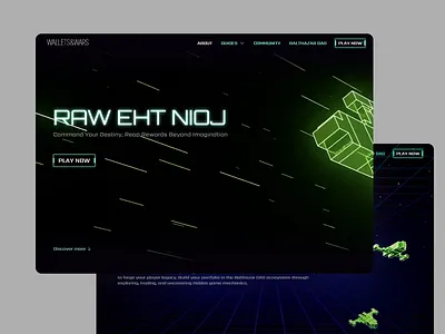 WALLETS & WARS || LANDING PAGE || Animation Concept blockchain creative design crypto gaming dark mode digital assets gamefi gaming gaming platform illustration ineractive design landing page nft game online game play2earn sci fi game space theme trading user experience web 3 gaming webdesign