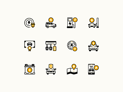 Electric Car Icons app icon battery car car icon car icon set car illustration car services certificate car electric car electric car icon electric vehicle maps pedals power station