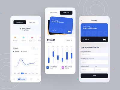 Crypto Wallet App app banking bitcoin blockchain card chart cryptocurrency currency design ethereum finance graph ofspace trade ui visa wallet