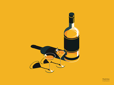 EVENING 2d alcohol bar beverage bottle brand cocktail color design drink illustration line liquor minimal vector yellow