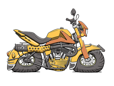 MotoGen #1419 cartoon fat flat generated motorbike motorcycle nft random yellow
