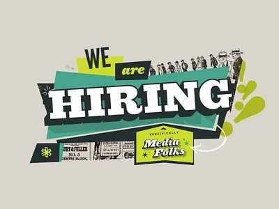 We are HIRING!!! collage cta design effect hiring illustration lettering multiply overlay typography