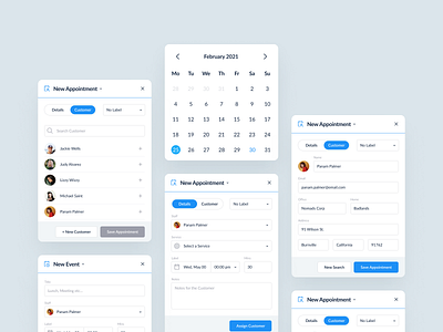 Scheduler App Widgets app application appointment booking business calendar card design figma meeting mobile planning product saas schedule ui ux widget