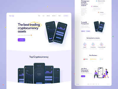 Crypto Landing Page alifemu app showcasing app showcasing landing page cryp web template crypto crypto landing page cryptocurrency landing page mobile app showcasing thedsquad ui uiux ux web template design