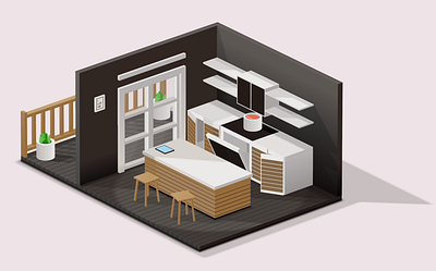 Isometric Kitchen 3d animation architecture behance design graphic design illustration isometric