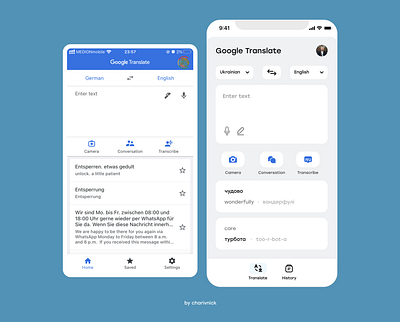 Google Translate iOS redesign by charivnick app apple branding design flat google graphic design illustration ios iphone redesign translate typography ui ux vector