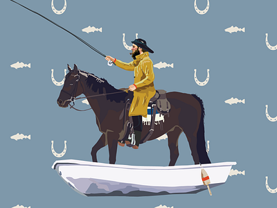 Horse Fishing Wallpaper absurd adobe adobe illustrator boston boston designer branding design digital illustration digital painting drawing equestrian fishing graphic design horse illustration juxtaposition logo new england wallpaper