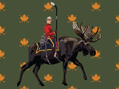 Mountie Wallpaper absurd adobe adobe illustrator boston boston designer branding design digital art digital artist digital illustration digital painting drawing graphic design illustration maple moose mountie new england wallpaper wallpaper design