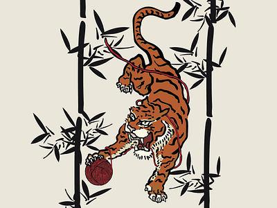 Big Cat Wallpaper absurd adobe adobe illustrator animal bamboo branding cat cat art cat design design digital art digital painting drawing graphic design illustration japanese art juxtaposition logo tiger vector