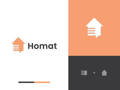 Homat Logo brand identity branding building chat conversation design home homepage house illustration interior logo logoinspirations message messenger modern logo news property real estate vector