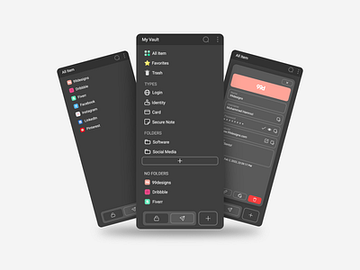 Bitwarden Mobile UI Redesign 2d app ui application design branding dark theme flat design graphic design grey landing page minimal design minimal ui minimalist mobile ui open source simple ui simplicity ui uiux vector vector design