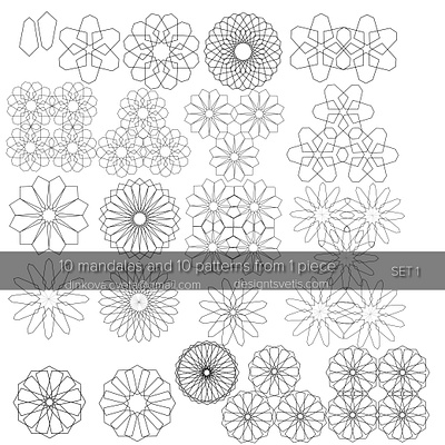 Ten Mandalas and Ten Patterns amazing beautiful circle design digitalart geometric gorgeous illustration logo mandalas outline pattern patterns shapes symbols vectorart