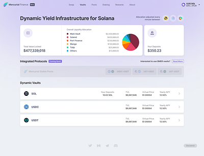 Mercurial Finance - Vaults amm bitcoin blockchain crypto decentralized finance defi ethereum pools solana vaults wallet