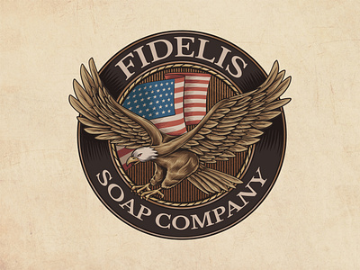 Fidelis Soap Company american eagle american flag brand identity branding classic design emblem graphic design hand drawing hand drawn hand drawn logo illustration logo logo design marine old school retro logo t shirt design vintage vintage logo