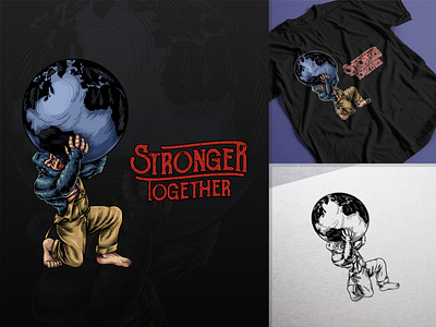 Stronger Together for Merchant Made Power ape atlas badge badge design brand identity branding business logo design gorilla graphic design hand drawing hand drawn hand drawn logo illustration kingkong logo logo design t shirt logo vintage vintage logo