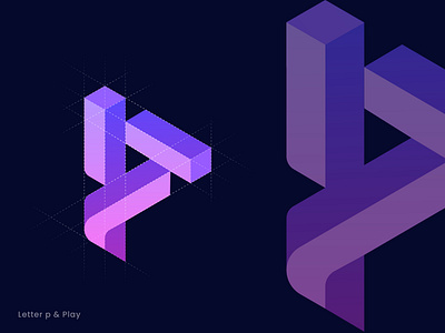 Letter P + Play , Modern minimalist logo 3d logo blockchain branding creative logo crypto currency entertainment gradient letter p logo design logo designer media modern logo nft nfts play logo symbol icon tech technology unique logo