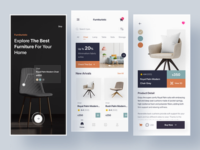 Furnituristic - Furniture Shop Mobile Apps clean furniture futuristic interface interior property shop store uidesign uiux