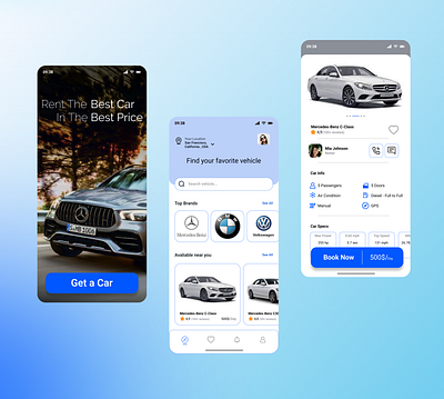 Car Rental Mobile App app branding design graphic design illustration logo typography ui ux vector