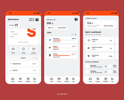 Sparkasse redesign Monobank inspired by charivnick bank branding design flat graphic design illustration logo monobank red redesign sparkasse typography ui ux vector