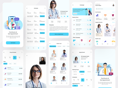 Medical App branding doctor app doctor app design health care app design medical app medical app blood donate page medical app calling page medical app campaign page medical app design medical app details page medical app doctor list page medical app homepage medical app onboarding page medical app schedule page medical ios app medical mobile app medicine routine page online medical app product design website
