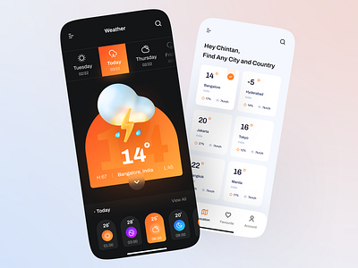 Weather Mobile App UI 3d art 3d icon cloud creative gradient illustration mobile app design rainy sun sunny temperature time ui design uiux weather weather app weather foreacast weather prediction weather widget wind