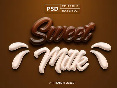 sweet milk typography text effect, 3d editable text effect 3d background chocolate design drink effect effects font font effect graphic design illustration liquid logo milk mockup motion graphics psd mockup style sweet text effect